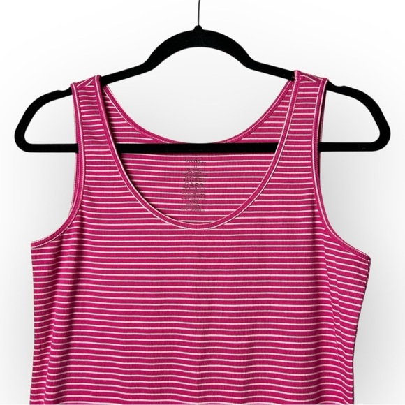 George Pink and White Striped Tank Top 1X - Picture 3 of 5